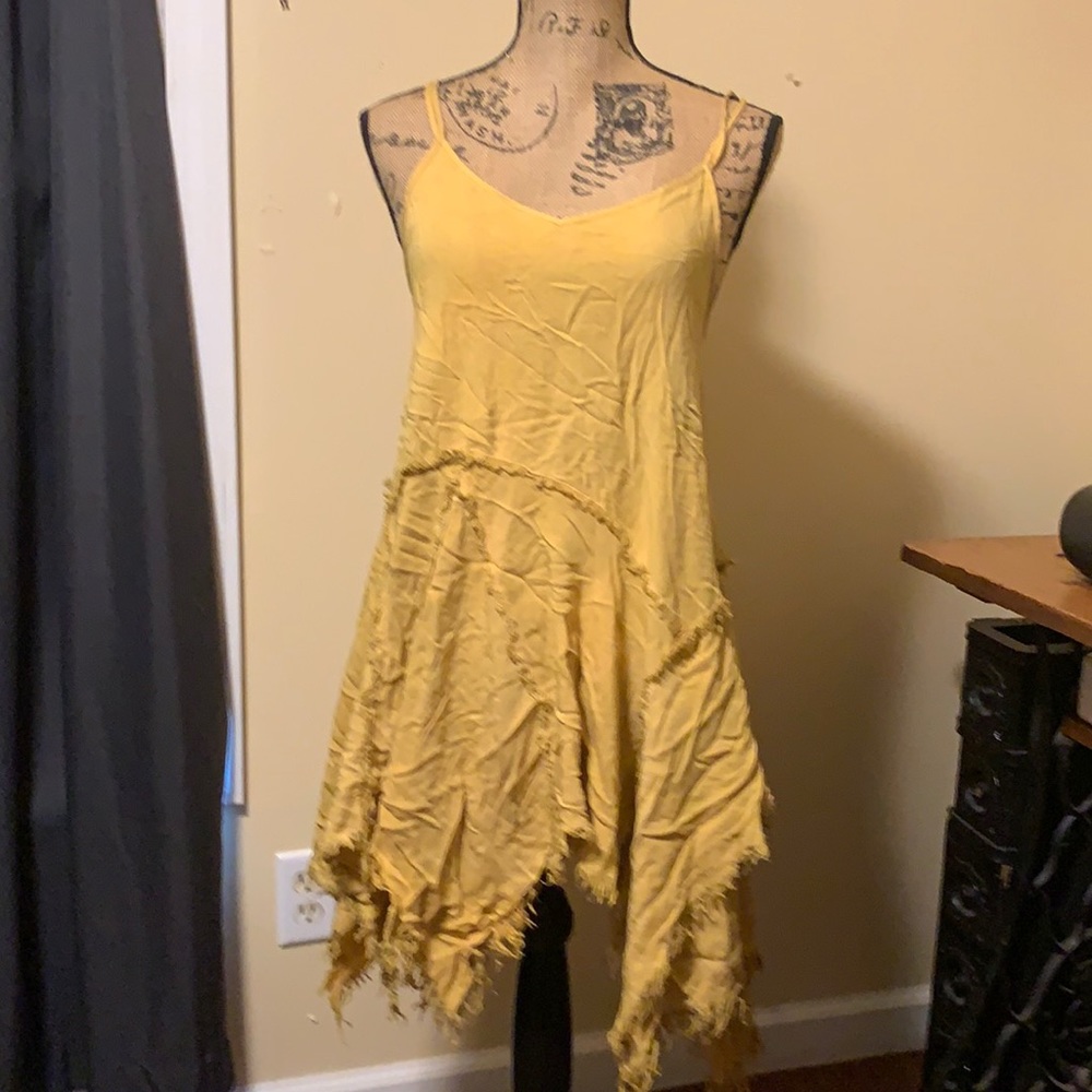 Rare Free People tattered hem shredded slip dress